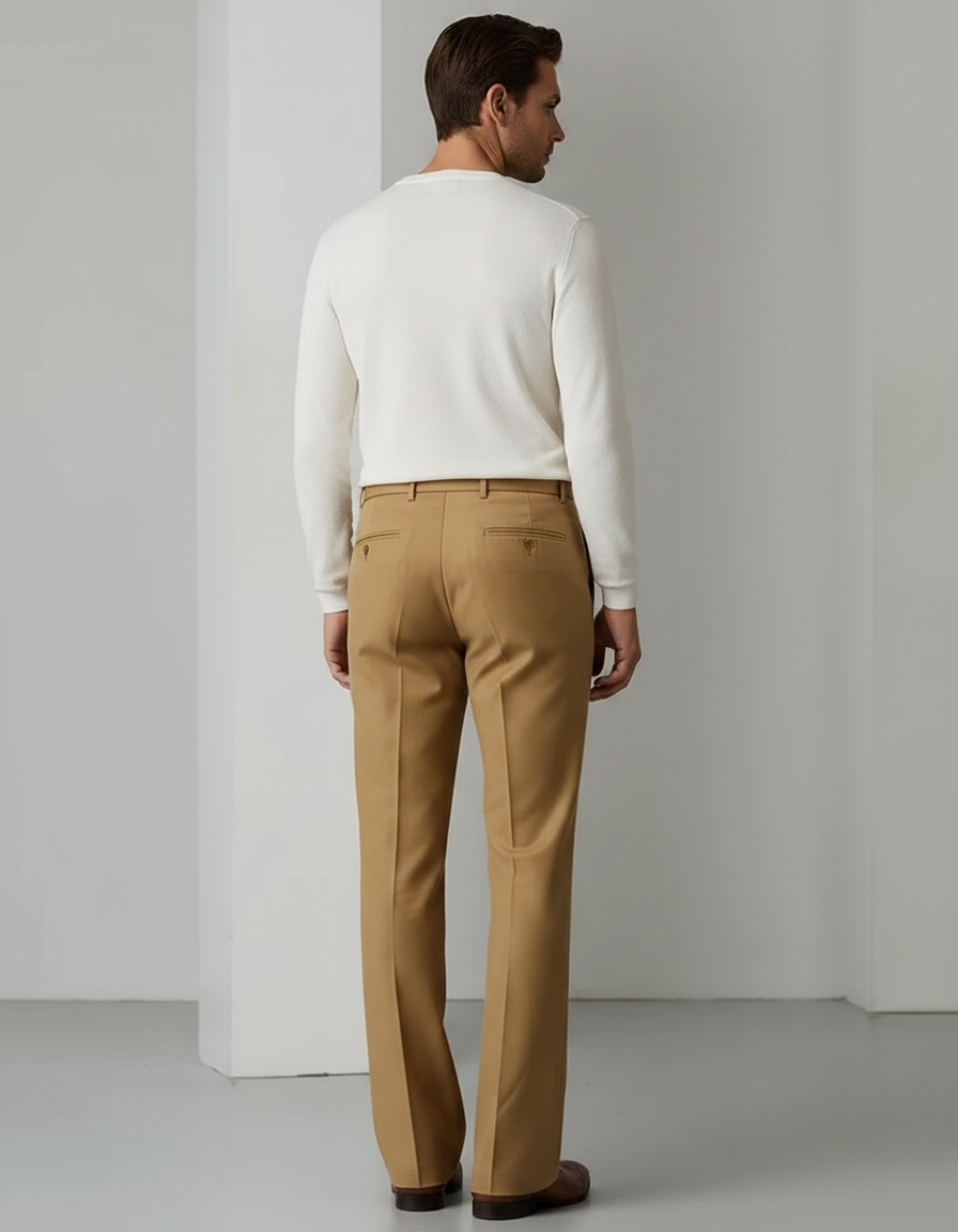 Pantalon Patte D'Éléphant Beige Homme Fluide Élégant - Gabardine - vue 2