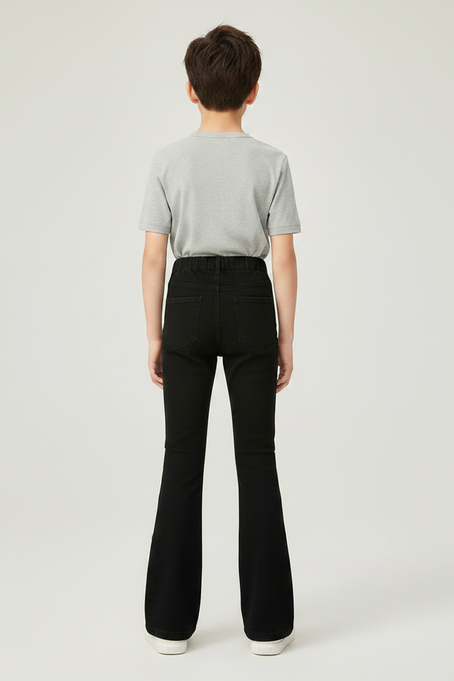 Pantalon Patte D'Éléphant Noir Denim Boutons Dorés Enfant - Jean - vue 2