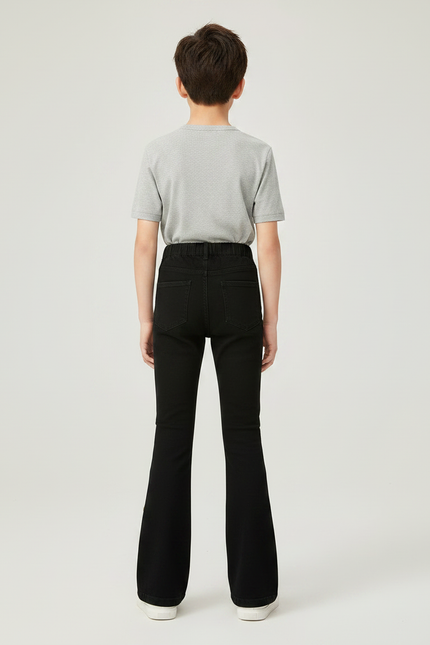 Pantalon Patte D'Éléphant Noir Denim Boutons Dorés Enfant - Jean - vue 2