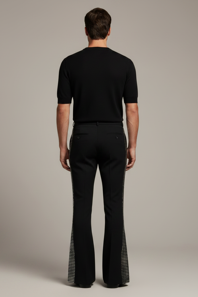 Pantalon Patte D'éléphant Paillette - Noir Polyester - vue 2