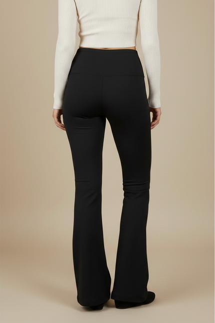 Pantalon Patte D'Éléphant Noir Taille Haute Fluide Confortable - Polyester - vue 2