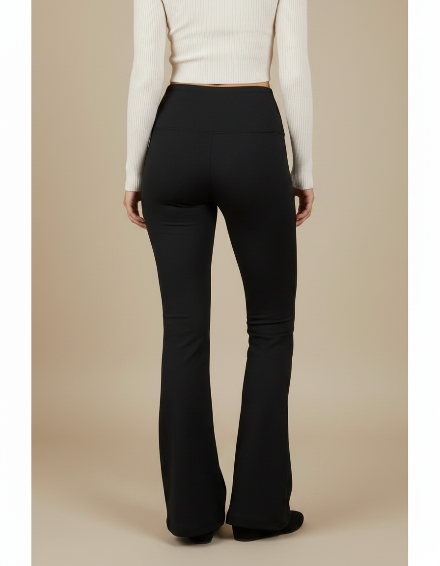 Pantalon Patte D'Éléphant Noir Taille Haute Fluide Confortable - Polyester - vue 2