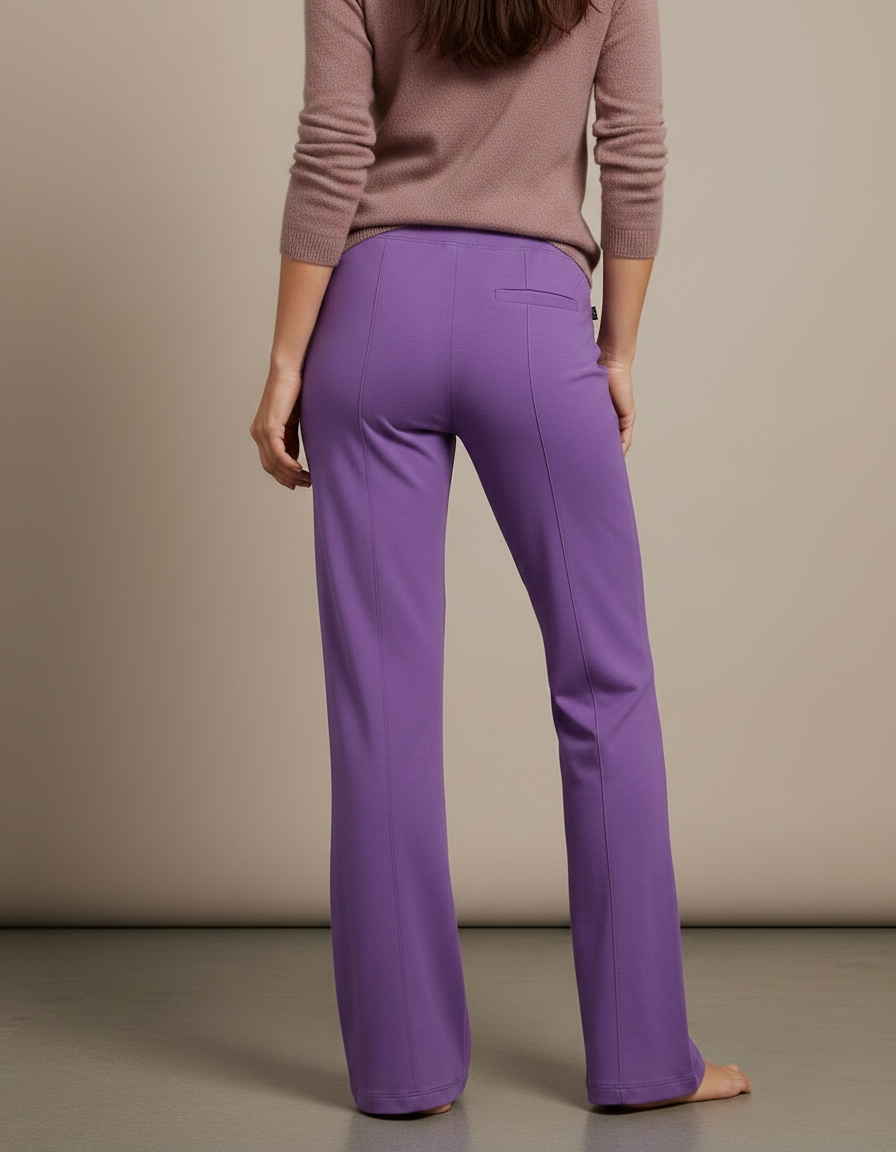 Pantalon Patte D'Éléphant Violet Taille Haute Confortable Fluide - Viscose - vue 2