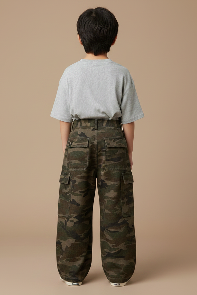 Pantalon Patte D'Éléphant Camouflage Cargo Ample Garçon Tendance - Imprimé Toile - vue 2
