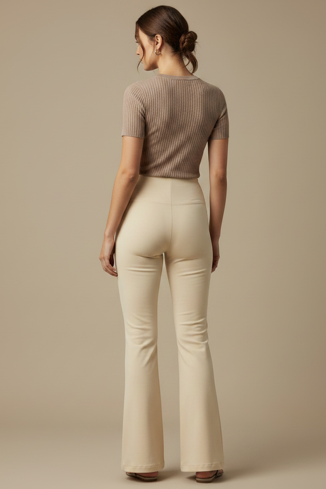 Pantalon Beige Femme Patte D'éléphant - Maille - vue 2