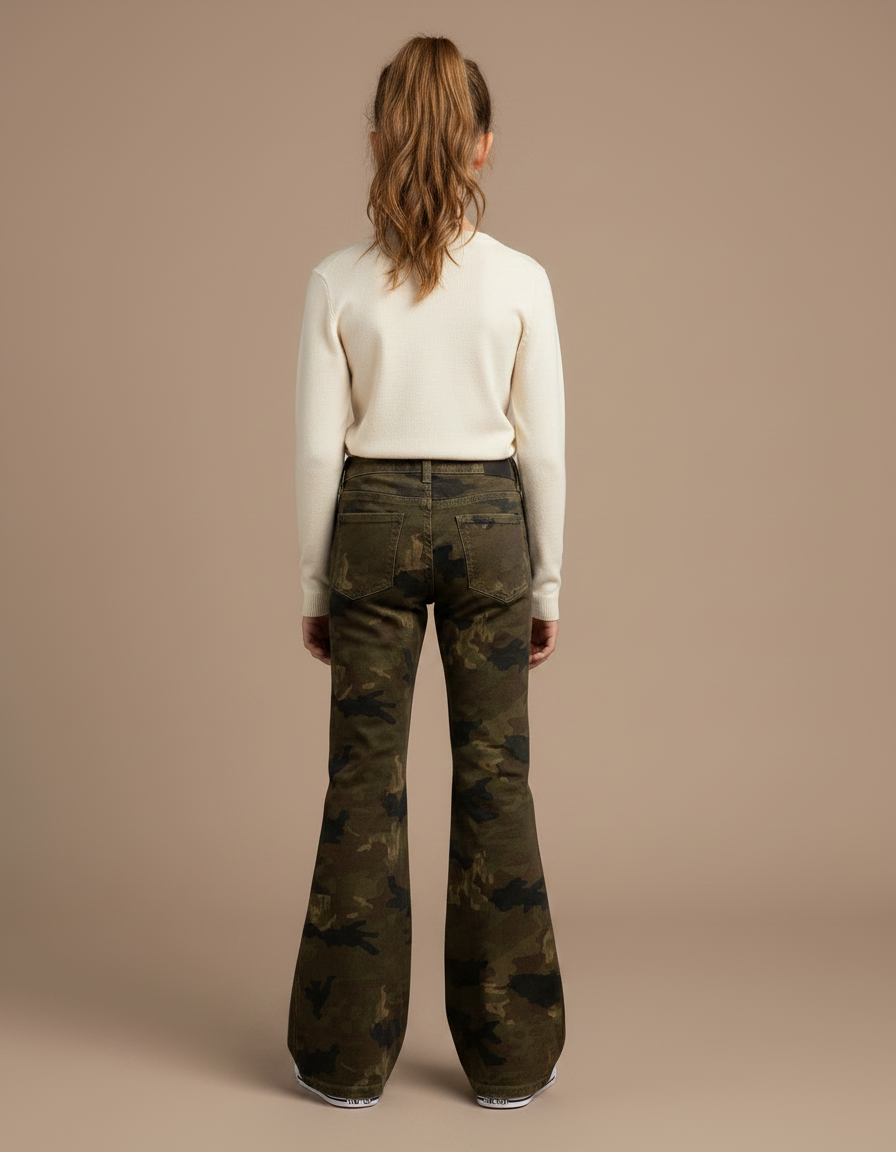 Pantalon Patte D'Éléphant Camouflage Militaire Évasé Enfant - Imprimé Jean - vue 2