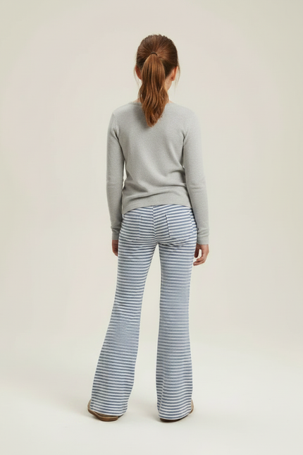 Pantalon Patte D'Éléphant Rayé Bleu Blanc Confortable Fille - Maille - vue 2