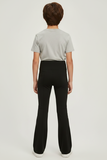Pantalon Patte D'Éléphant Noir Taille Haute Uni Confortable - Polyester - vue 2