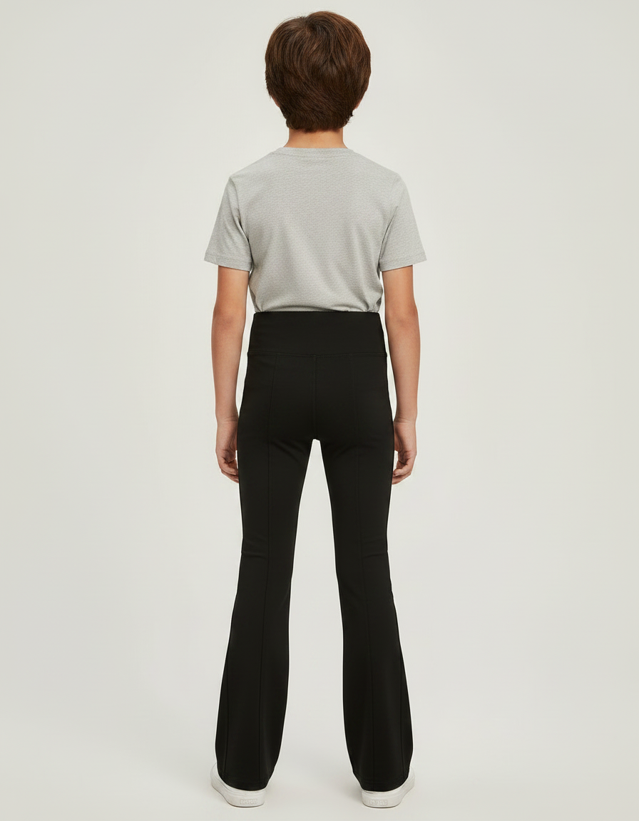 Pantalon Patte D'Éléphant Noir Taille Haute Uni Confortable - Polyester - vue 2