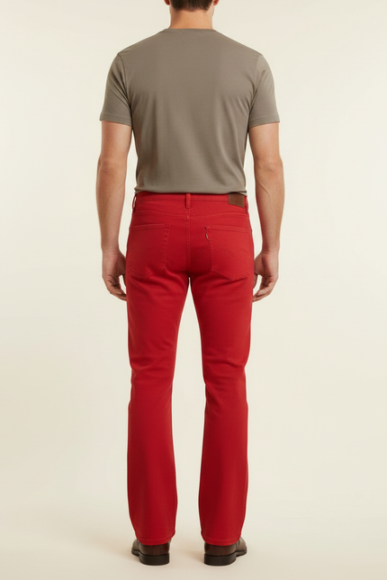 Pantalon Patte D'Éléphant Rouge Évasé Stretch Homme Vintage - Jean - vue 2