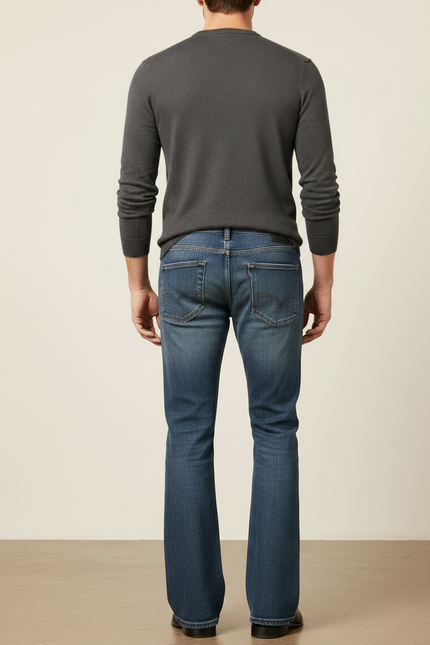 Pantalon Patte D'Éléphant Homme Jean Denim Bleu Classique - vue 2