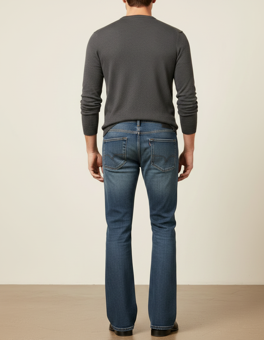 Pantalon Patte D'Éléphant Homme Jean Denim Bleu Classique - vue 2