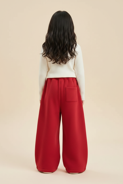 Pantalon Patte D'Éléphant Rouge Ample Polaire Enfant - Molleton - vue 2