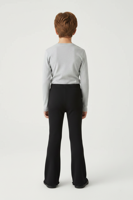 Pantalon Patte D'Éléphant Noir Côtelé Évasé Confortable Fille - Maille - vue 2