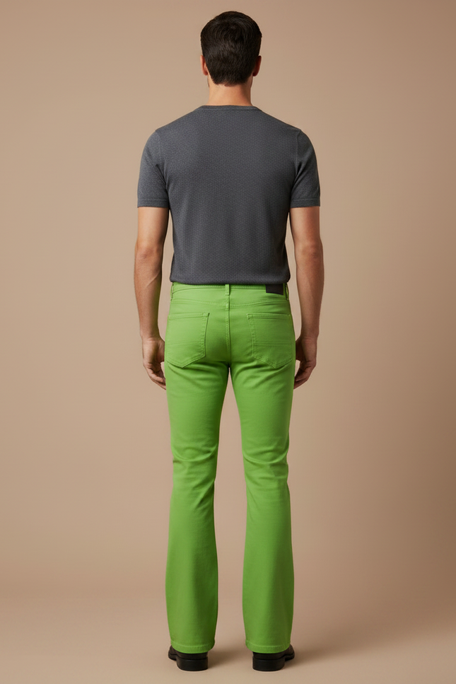 Pantalon Patte D'éléphant Homme Disco - Vert Jean - vue 2