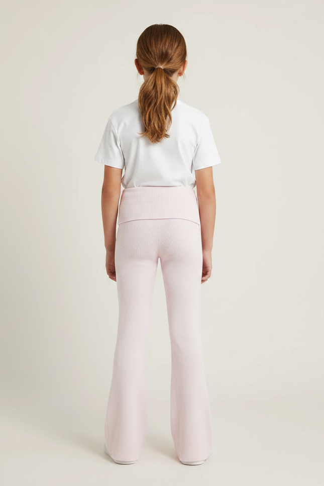 Pantalon Patte D'Éléphant Rose Côtelé Évasé Confortable Fille - Maille - vue 2