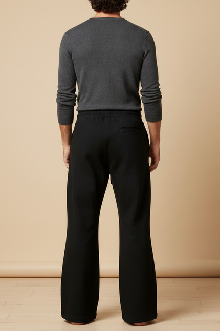Pantalon Patte D'Éléphant Noir Dragon Brodé Ample Décontracté Homme - Molleton - vue 2
