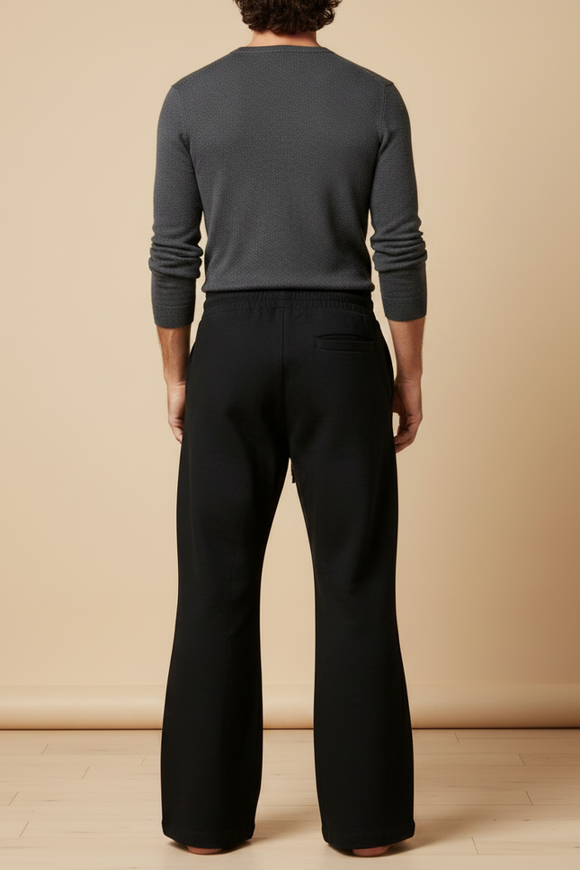 Pantalon Patte D'Éléphant Noir Dragon Brodé Ample Décontracté Homme - Molleton - vue 2