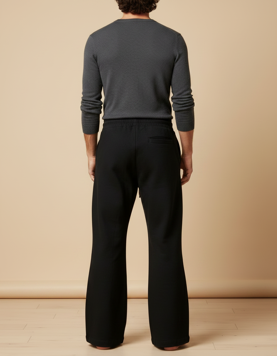 Pantalon Patte D'Éléphant Noir Dragon Brodé Ample Décontracté Homme - Molleton - vue 2