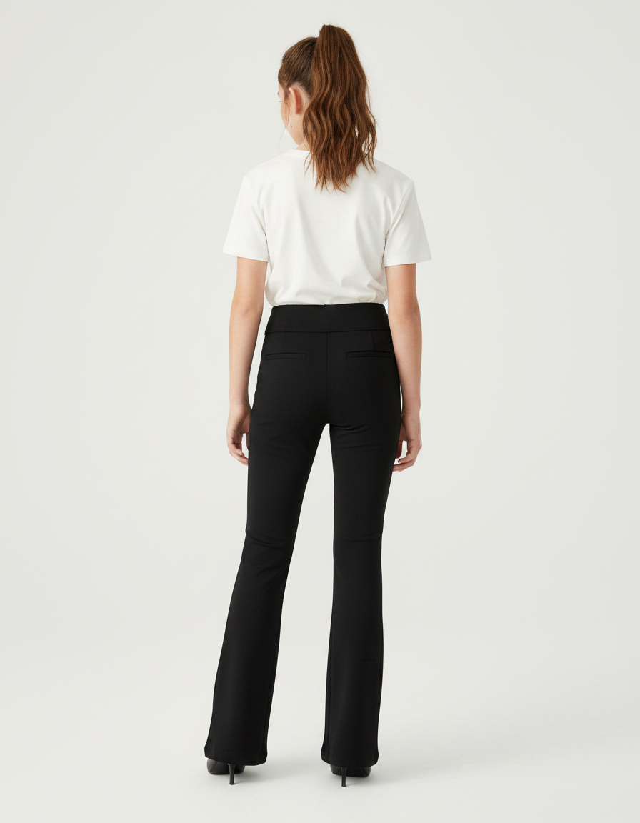 Pantalon Patte D'Éléphant Noir Évasé Élégant Confortable Fille - Polyester - vue 2