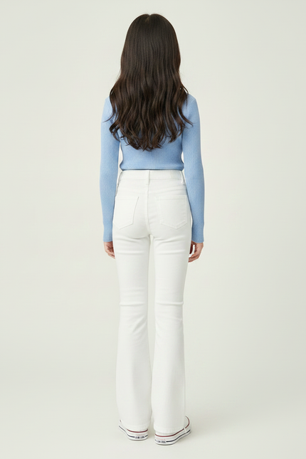 Pantalon Patte D'Éléphant Blanc Denim Bas Évasé Simple - Jean - vue 2