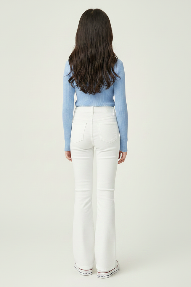 Pantalon Patte D'Éléphant Blanc Denim Bas Évasé Simple - Jean - vue 2