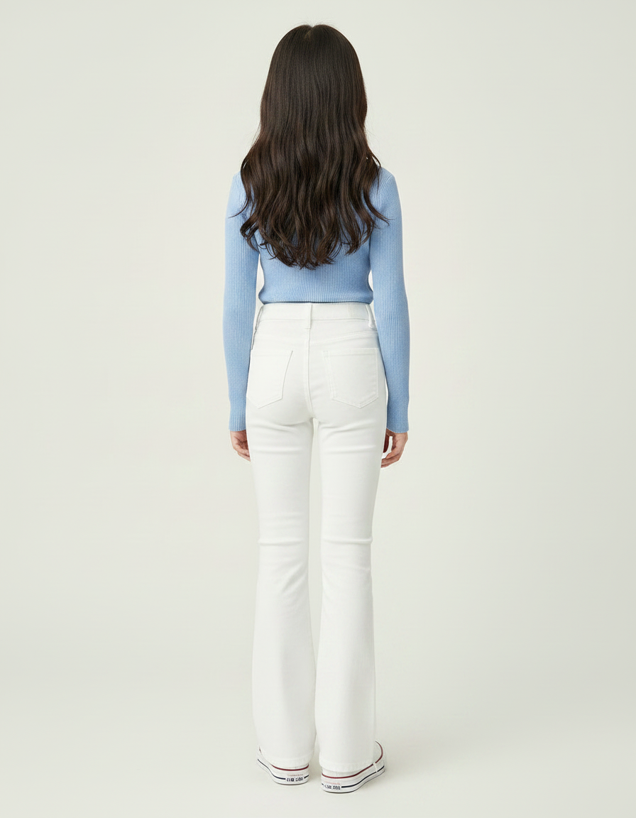 Pantalon Patte D'Éléphant Blanc Denim Bas Évasé Simple - Jean - vue 2