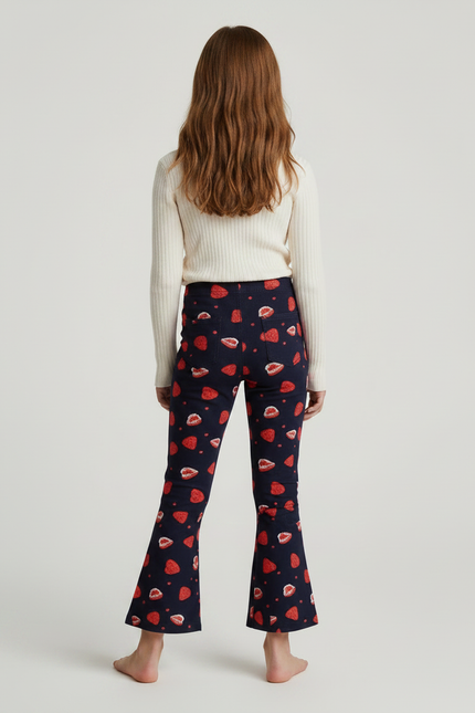 Pantalon Patte D'Éléphant Imprimé Fraises Velours Côtelé Fille - Cordé - vue 2