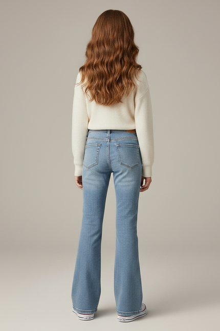 Pantalon Patte D'Éléphant Bleu Clair Denim Décontracté Évasé - Jean - vue 2