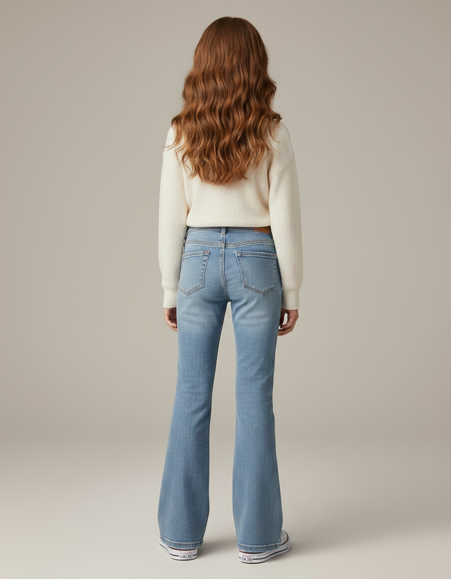 Pantalon Patte D'Éléphant Bleu Clair Denim Décontracté Évasé - Jean - vue 2