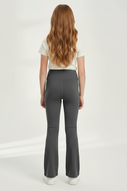 Pantalon Patte D'Éléphant Gris Taille Haute Évasé Confortable - Polyester - vue 2