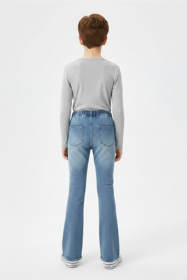 Pantalon Patte D'Éléphant Jean Denim Bleu Évasé Enfant - vue 2