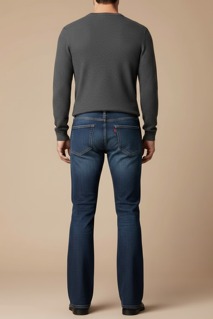 Pantalon Patte D'Éléphant Homme Jean Bleu Classique Évasé - vue 2