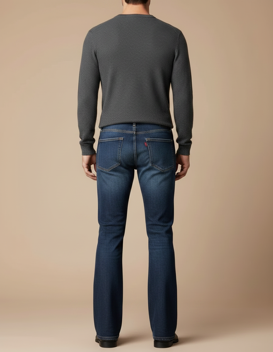 Pantalon Patte D'Éléphant Homme Jean Bleu Classique Évasé - vue 2