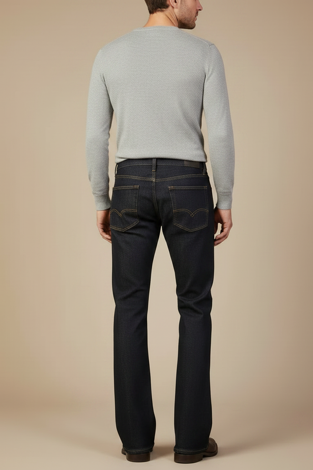 Pantalon Patte D'Éléphant Homme Bleu Marine Denim Évasé Classique - Jean - vue 2