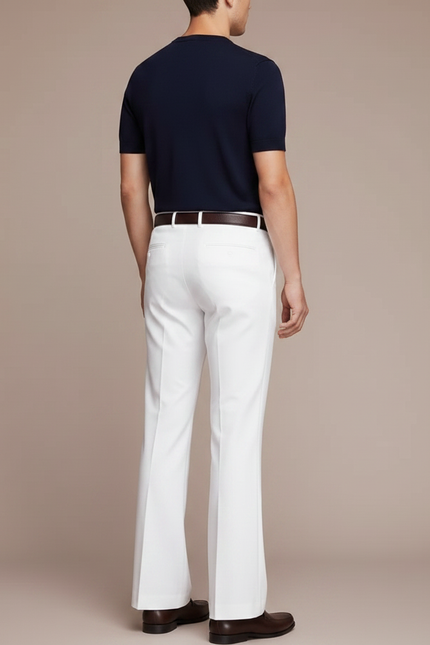 Pantalon Patte D'Éléphant Blanc Homme Évasé Élégant Décontracté - Gabardine - vue 2