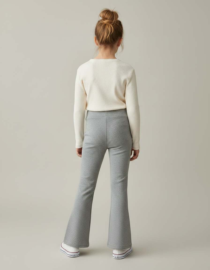 Pantalon Patte D'Éléphant Gris Chiné Côtelé Confortable Fille - Molleton - vue 2