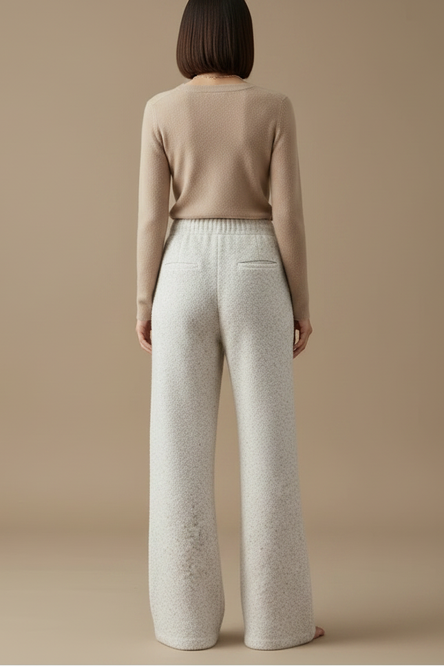 Pantalon Patte D'Éléphant Gris Clair Molletonné Ample Décontracté - vue 2