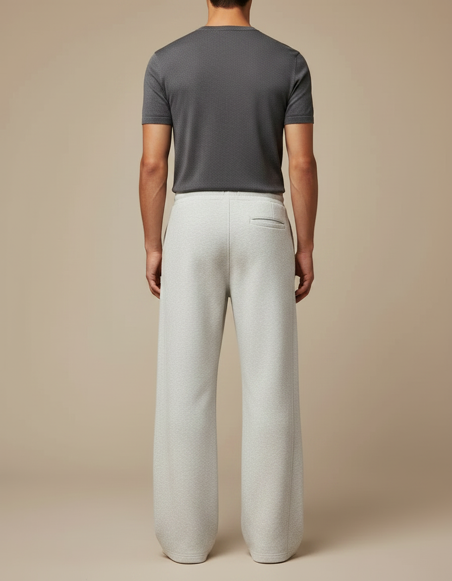 Pantalon Patte D'Éléphant Large Gris Décontracté Homme Coton - Molleton - vue 2