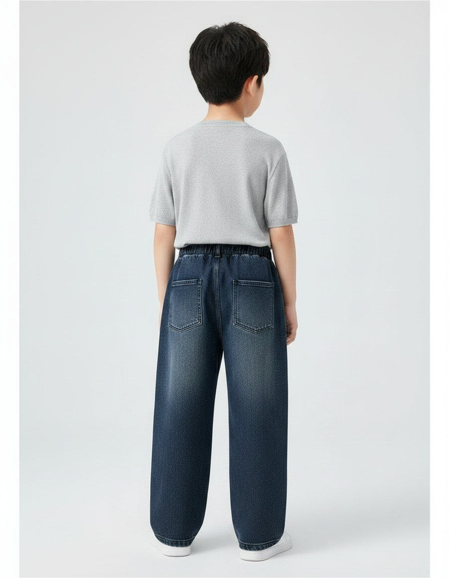 Pantalon Patte D'Éléphant Jean Bleu Délavé Ample Enfant - vue 2