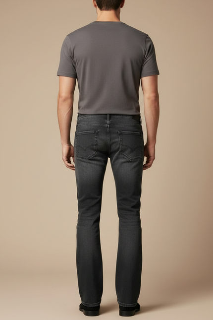Pantalon Patte D'Éléphant Homme, Jean Évasé Gris Foncé Décontracté - vue 2