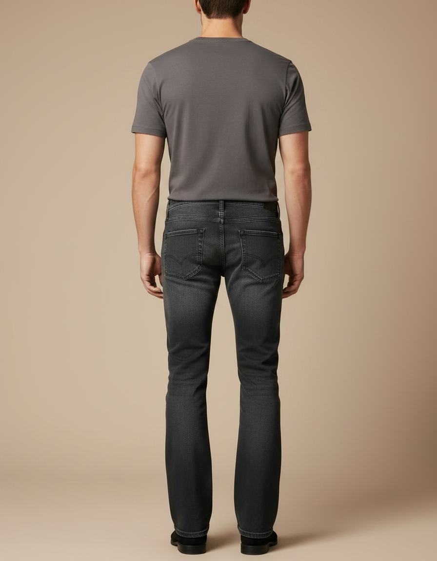 Pantalon Patte D'Éléphant Homme, Jean Évasé Gris Foncé Décontracté - vue 2