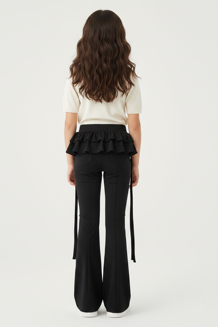 Pantalon Patte D'Éléphant Noir Volants Évasé Enfant Élégant - Maille - vue 2