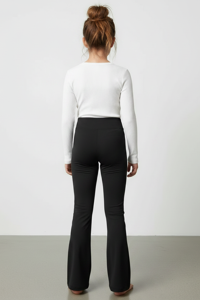 Pantalon Patte D'Éléphant Noir Uni Taille Haute Ample - Polyester - vue 2