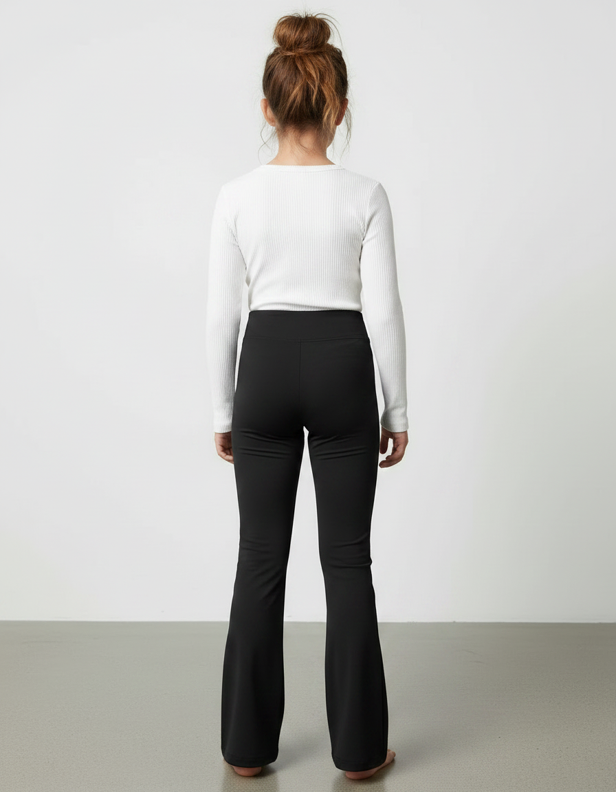 Pantalon Patte D'Éléphant Noir Uni Taille Haute Ample - Polyester - vue 2