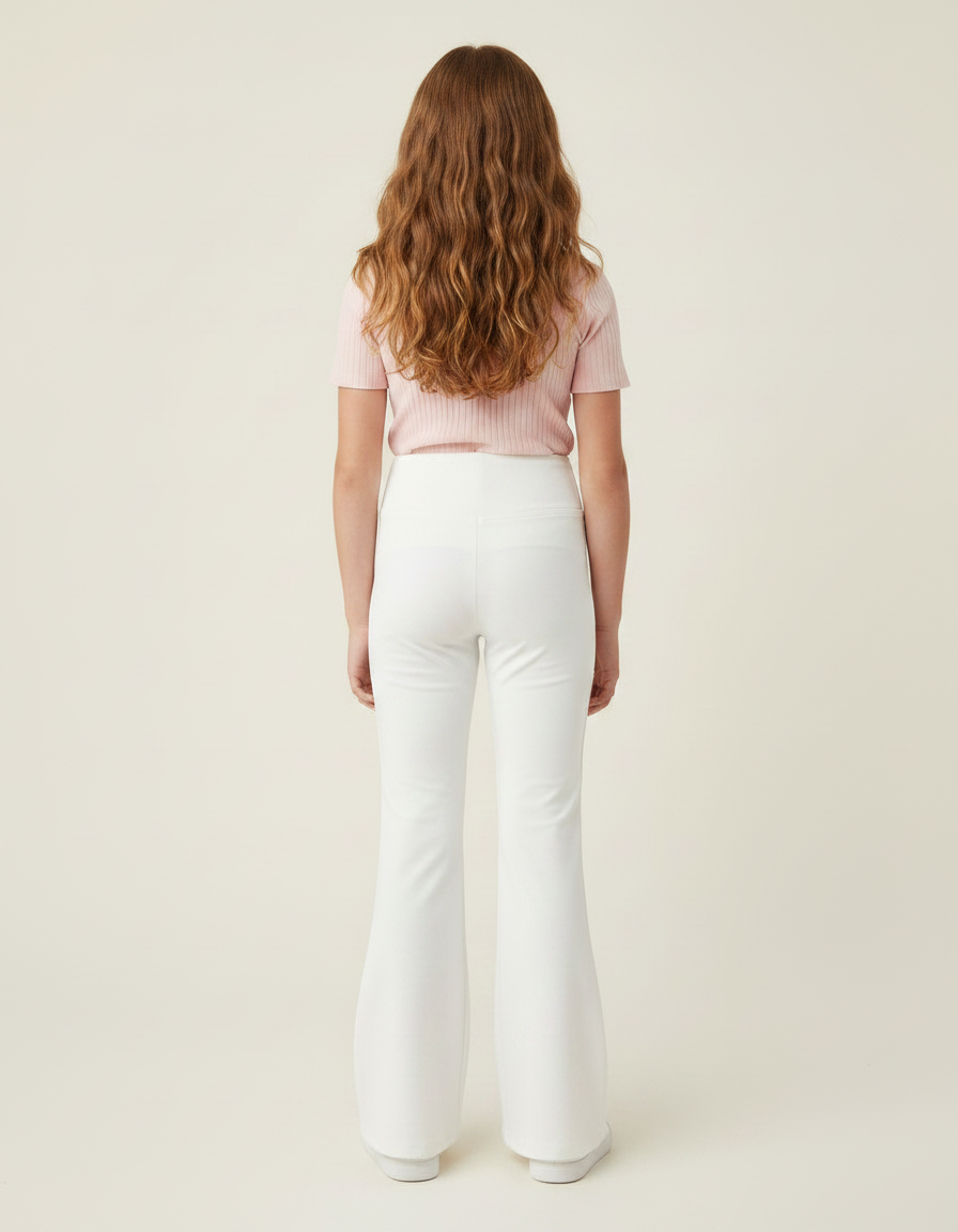 Pantalon Patte D'Éléphant Blanc Taille Haute Confortable Enfant - Polyester - vue 2