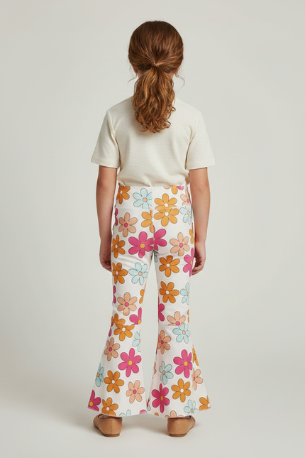 Pantalon Patte D'Éléphant Fleuri Coloré Évasé Confortable Fille - Multicolore Coton - vue 2