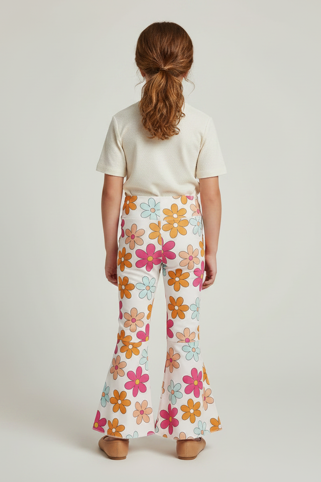 Pantalon Patte D'Éléphant Fleuri Coloré Évasé Confortable Fille - Multicolore Coton - vue 2