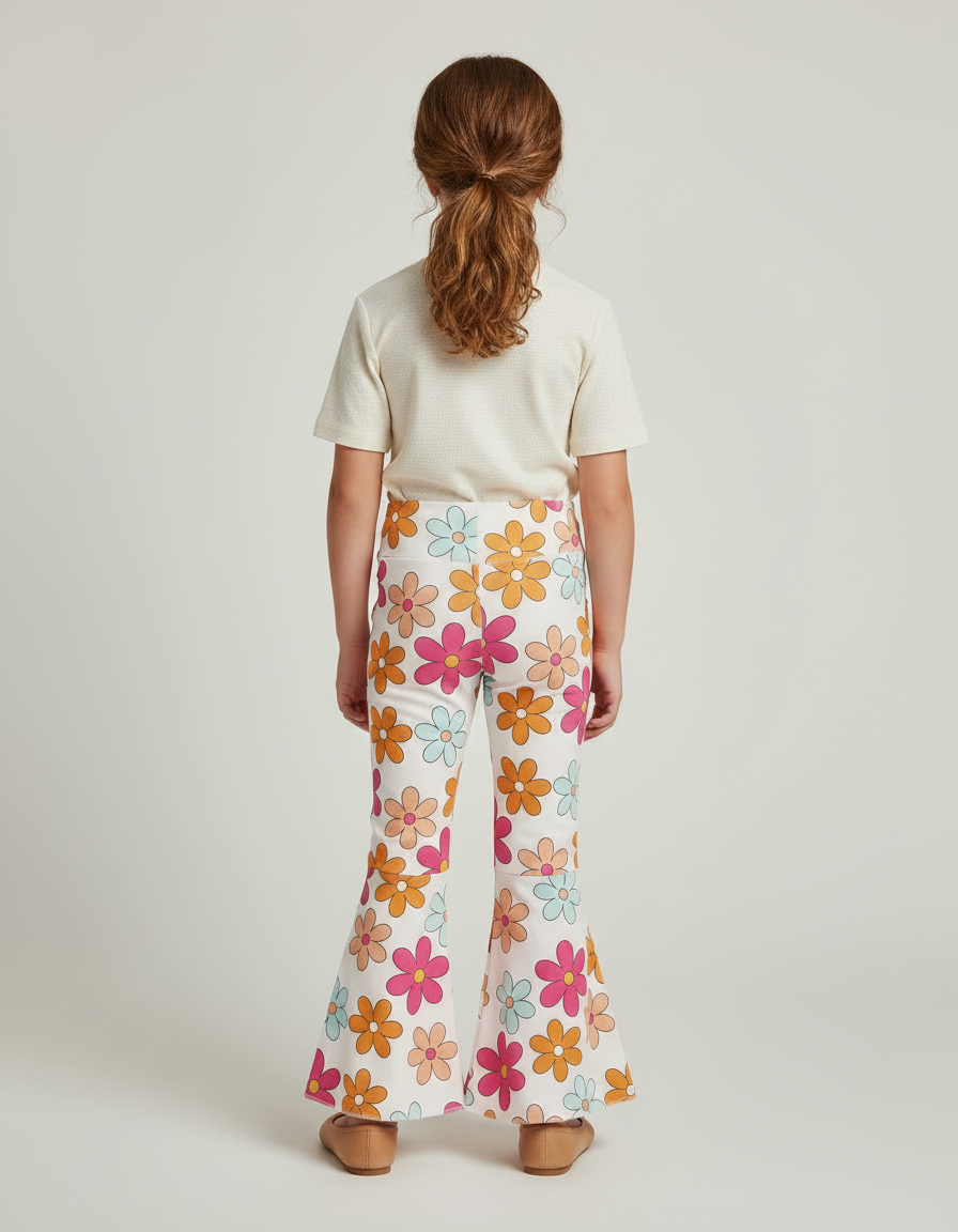 Pantalon Patte D'Éléphant Fleuri Coloré Évasé Confortable Fille - Multicolore Coton - vue 2