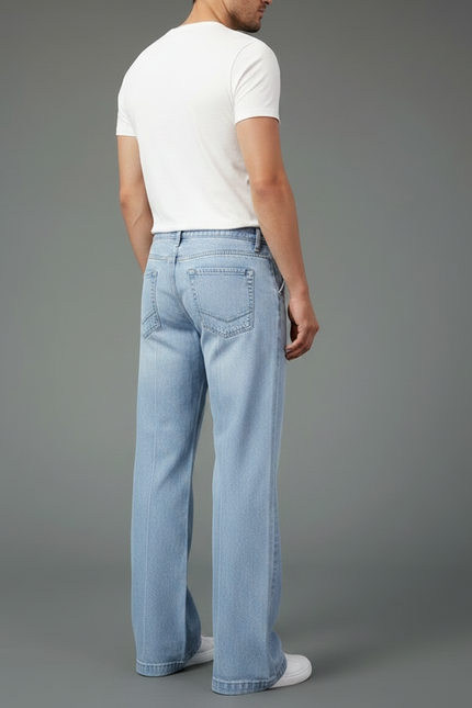 Pantalon Patte D'Éléphant Jean Clair Ample Décontracté Homme - Bleu - vue 2